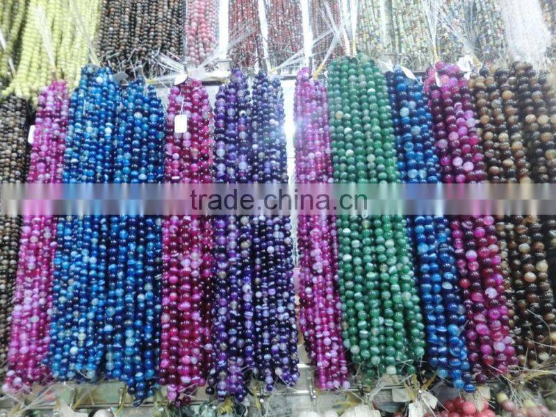 Polished Green Agate Natural Gemstone striped agate round beads