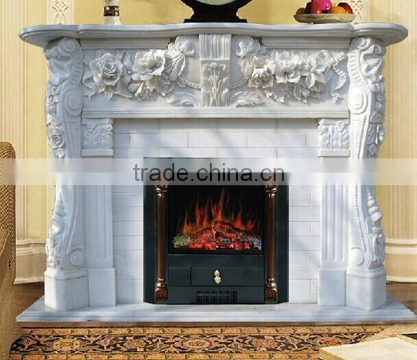 Modern Freestanding Carved Marble Fireplace