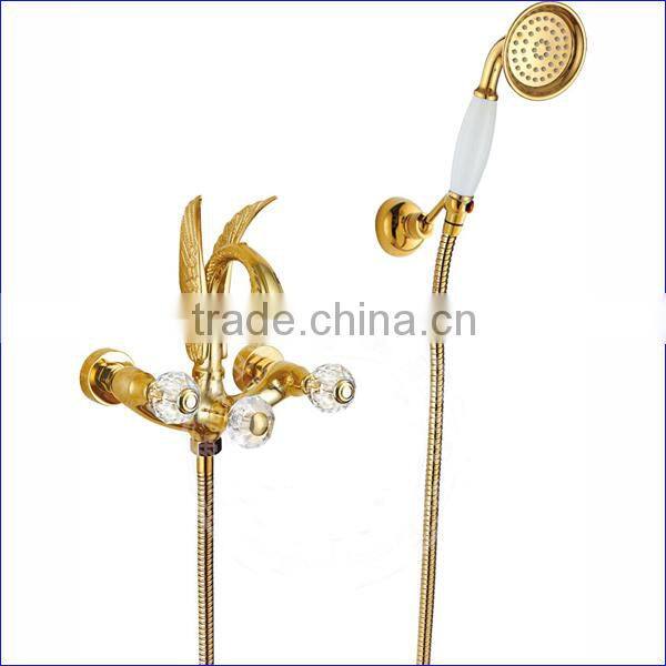 Brass Artistic Basin Faucet, Swan Shape, Gold Color Animal Faucet