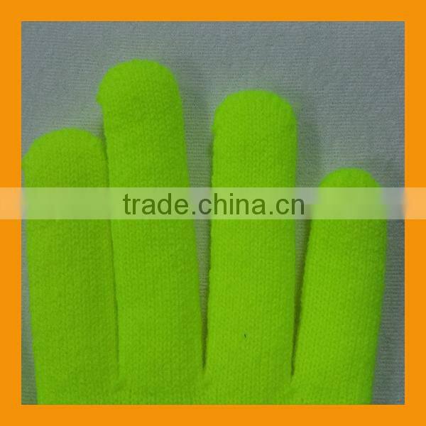 Fluorescent Green Seamless Knit Winter Thermal Acrylic Terry Gloves