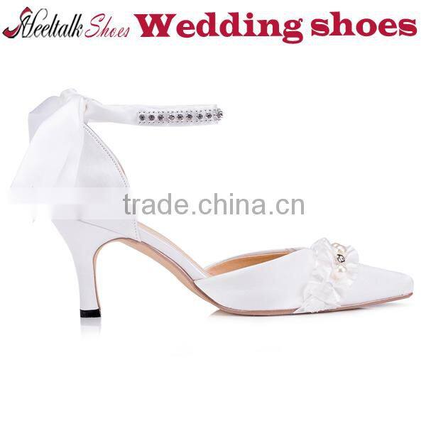 Wholesale pointed toe crystal stiletto wedding shoes with ankle strap