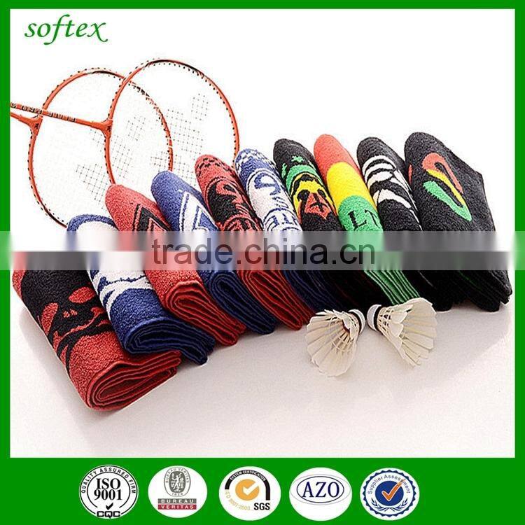 china supply 25x100cm 100 cotton high quality jacquard logo sport towel