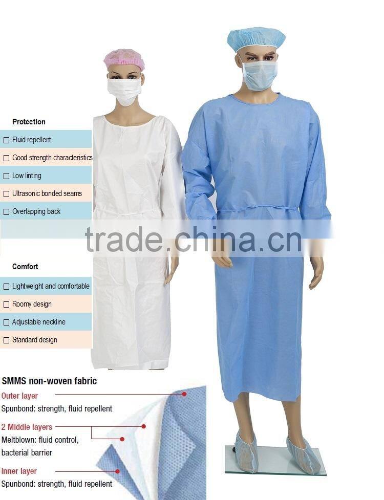 white Operation Sterilized Clothes disposable medical surgical gown with kniting sleeve