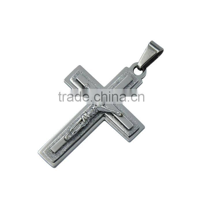 Latest design fashion jewelry gold plated stainless steel Jesus cross necklace pendant