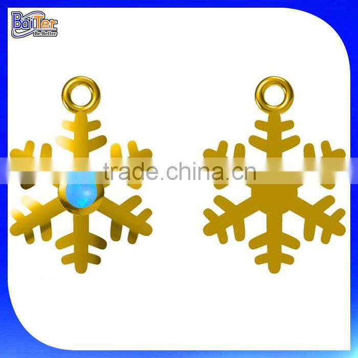 Custom Snow Flake Snowflake Drop Earring, Blue and Clear Round Cubic Zirconia Dangle Synthetic Earrings Silver