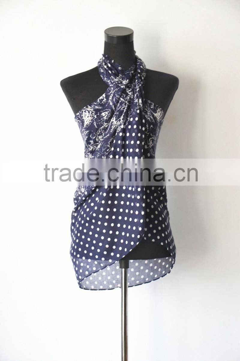 Summer Fashion High Quality Polyester Voile Customaized Printed Sarong