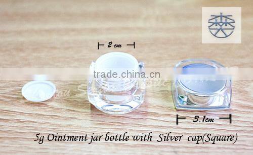 Hot sale acrylic cream Jar bottle,Fancy sliver 5g cosmetic jars and bottles