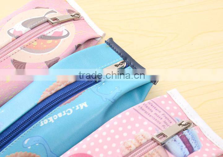 Wholesale PU leather pencil case with cookie printing