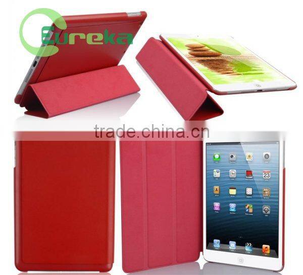 2014 Good qulity book smart folding leather case for ipad mini