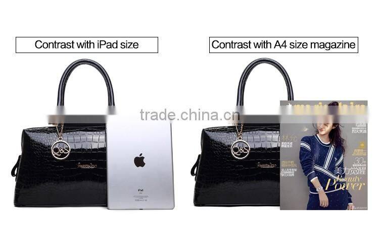 popular fashion pu leather lady handbag with zipper