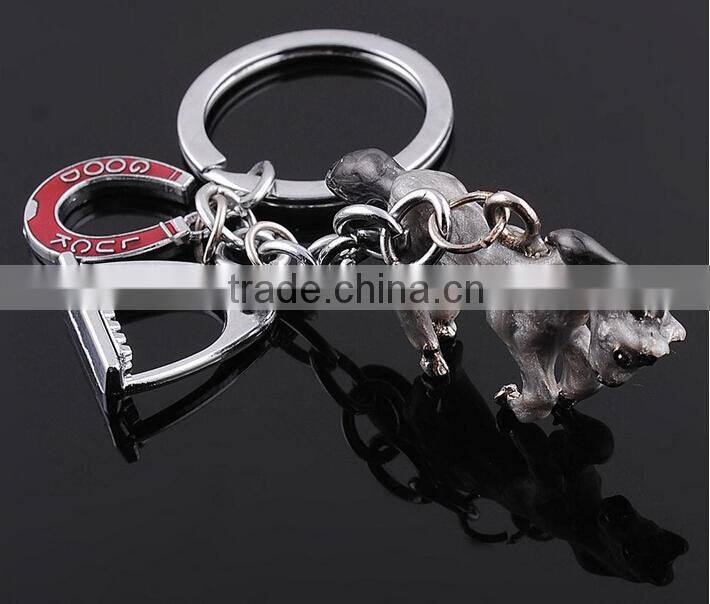 3D racing horsr hard plastic silver metal keychain
