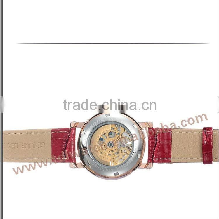 Newest Genuine Leather Skeleton Leather Wrist Watch