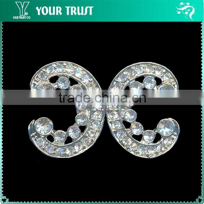 3MM 2MM Clear Crystal Garment Rhinestone Rhodium Metal Pair Buckle