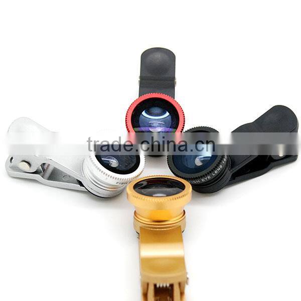 3 in 1 fish eye +macro +wide angle lens for mobile phone