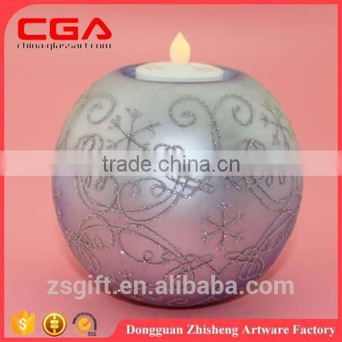 Round glass candle stand,painting glass candle holder for home decorations