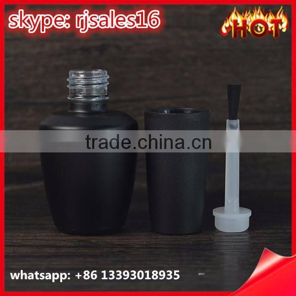 Empty nail varnish bottle flat shape 8ml matte black gel nail polish bottle with frosted black cap