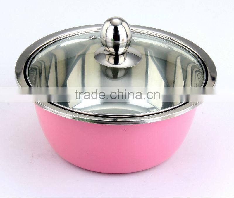 3 Pcs Stainles Steel Colorful Mixing Bowl with Glass Lid