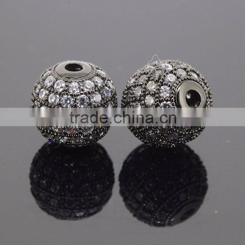 Grade AAA 8mm Natural White Zircon Balls With 24k Gold Plated CZ Jewelry