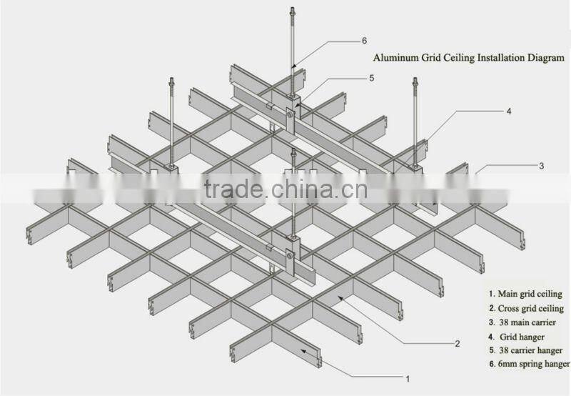Aluminum decorative ventilation metal grille ceiling panels