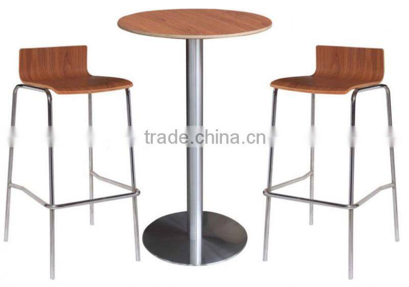 High feet wooden airlift chairs and table for fast food restaurant/Bar