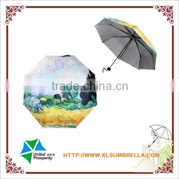 Beauty painting custom made 3 fold umbrella