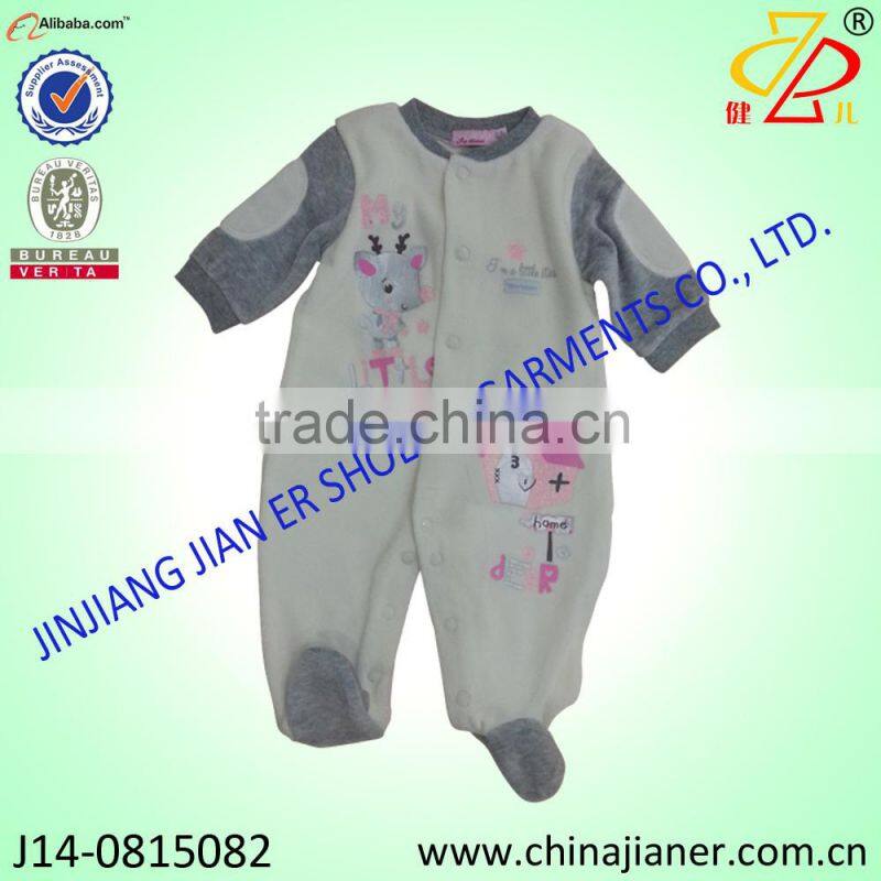 new design 100%cotton wholesale cute winter baby romper velvet