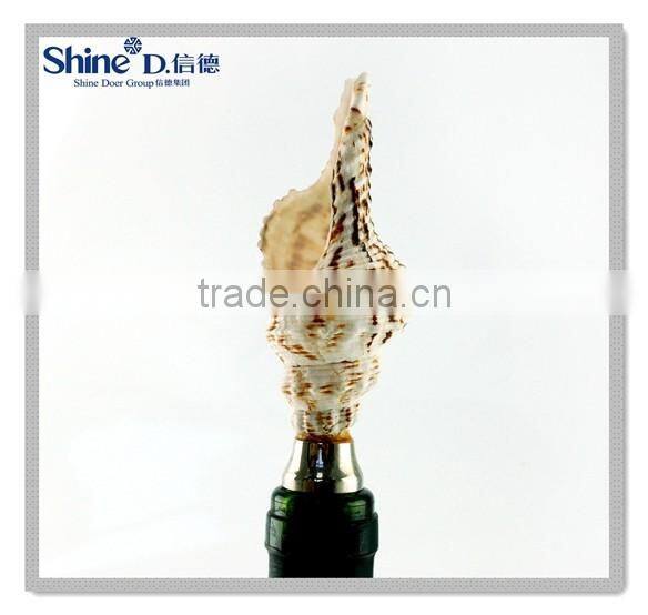polyresin nautical decoration sea sehll conch stainless steel wine bottle stopper