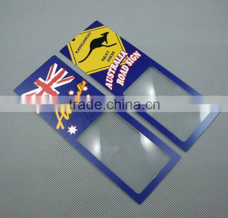 Custom made Business card magnifier, magnifying lens, pvc magnifier card