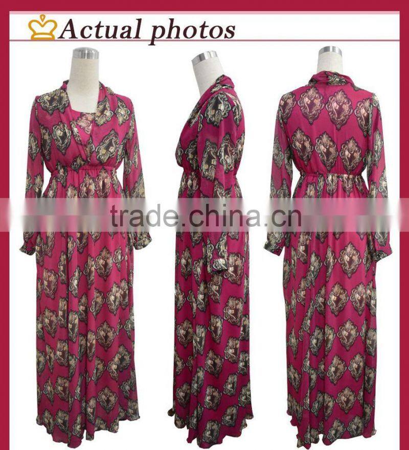 The summer dress code of the new D family of irregular Sacred Heart printed chiffon Italy classical romantic style