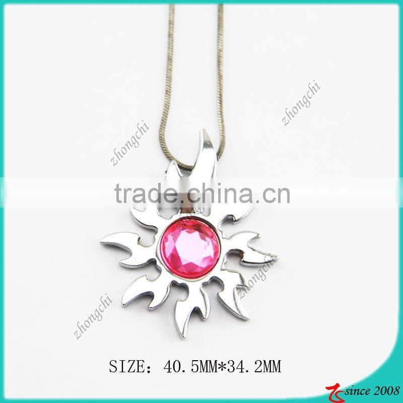 Honey Amber Sterling Silver Sun Medium Pendant Necklace