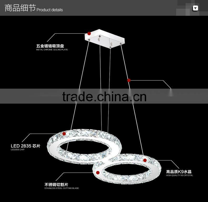 Noble 24W Transparent LED Crystal Hanging Lights Pendant Lighting Fixture For Indoor Decor 110-240V AC