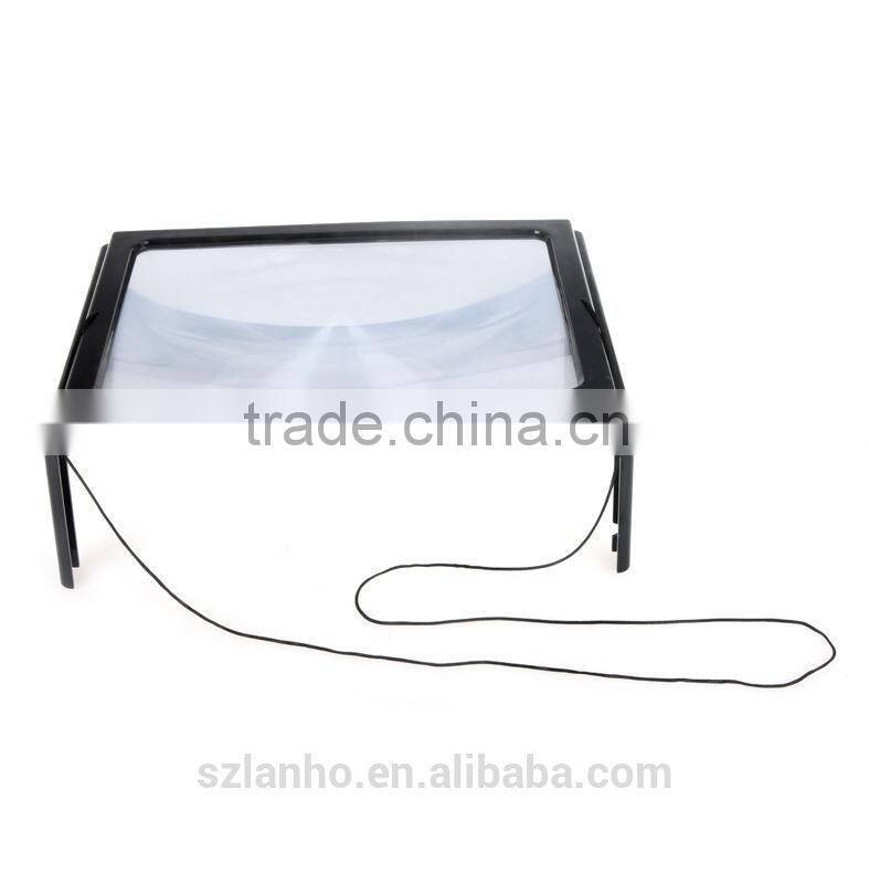 Foldable PVC Reading Magnifier Hands Free Loupe 4 LED Light for Elder Night