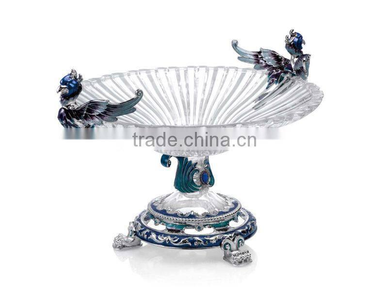 RORO Auspicious Golden Age enamel crystal glass fruit holder