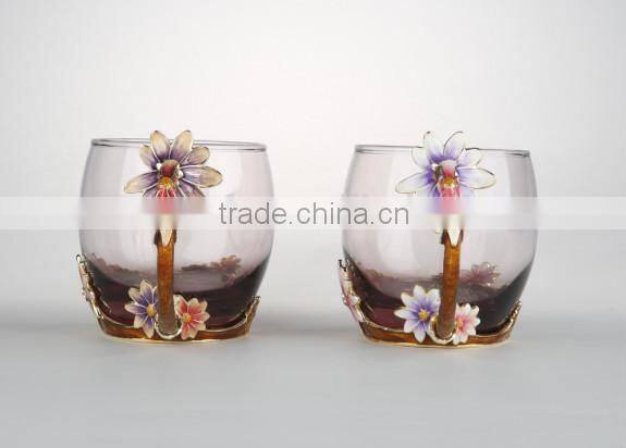 popular daisy design pewter enamel water cup roro brand