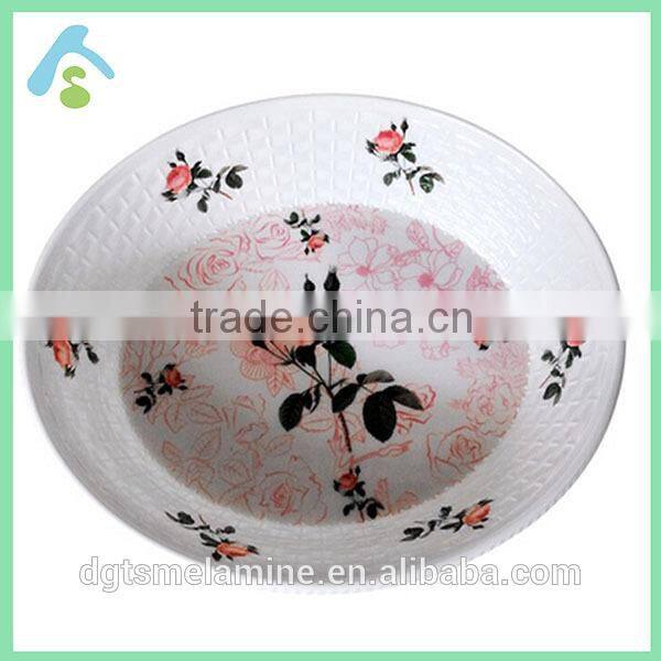 round melamine basket bowl with rose printing