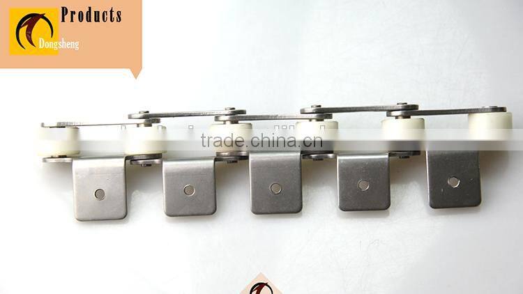 plastic pom large rollers & stainless steel conveyor line system roller chains with A1 single hole attachments