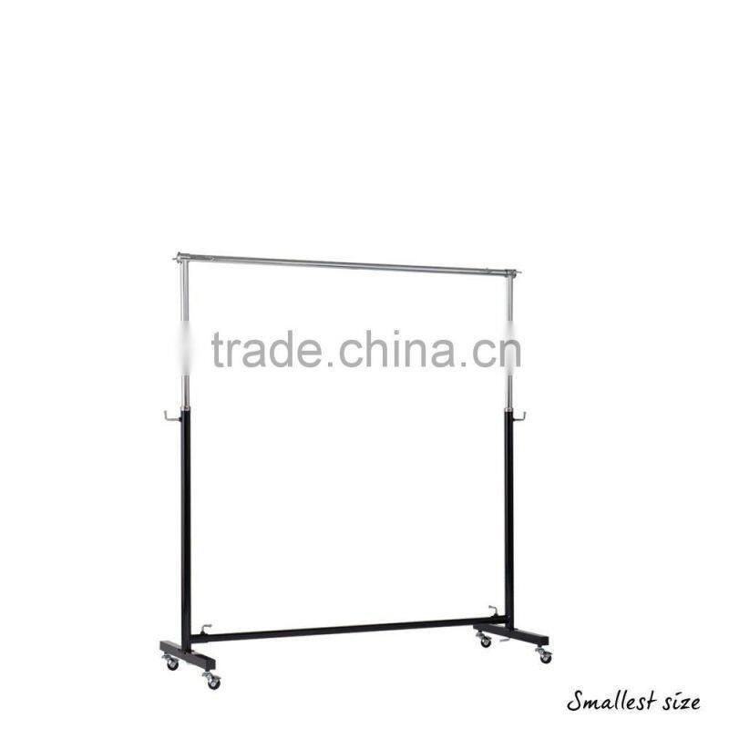 Black & Chrome Adjustable Clothes Rail - Max. H1600 x W1200 x D400 mm