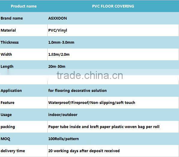 3D PVC Flooring Roll Patterns as Your Requirement