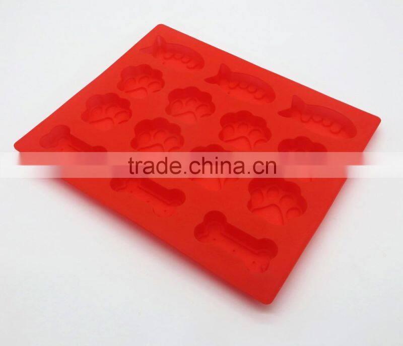 BPA free FDA food grade fish pawprint dog bone pastry cake silicon baking tray