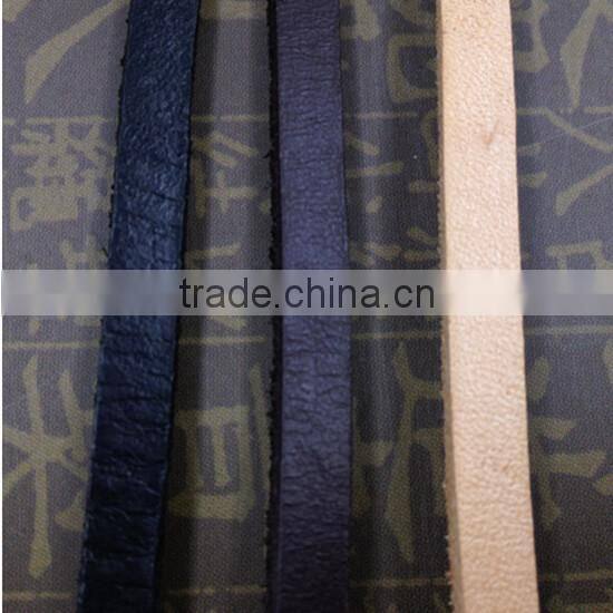 wholesale price 5mm flat real leather cord for pet chain leather bracelet flat leather string