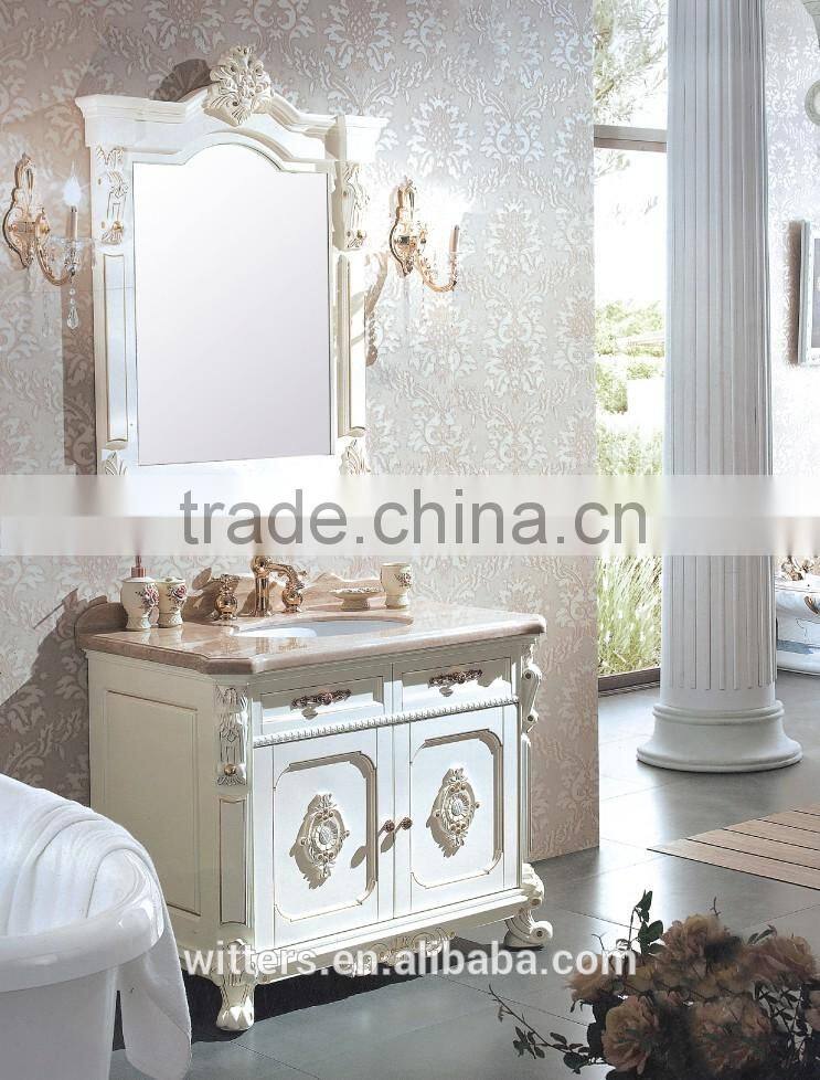 waterproof bathroom white furniture/ natural marble vanity tops WTS338