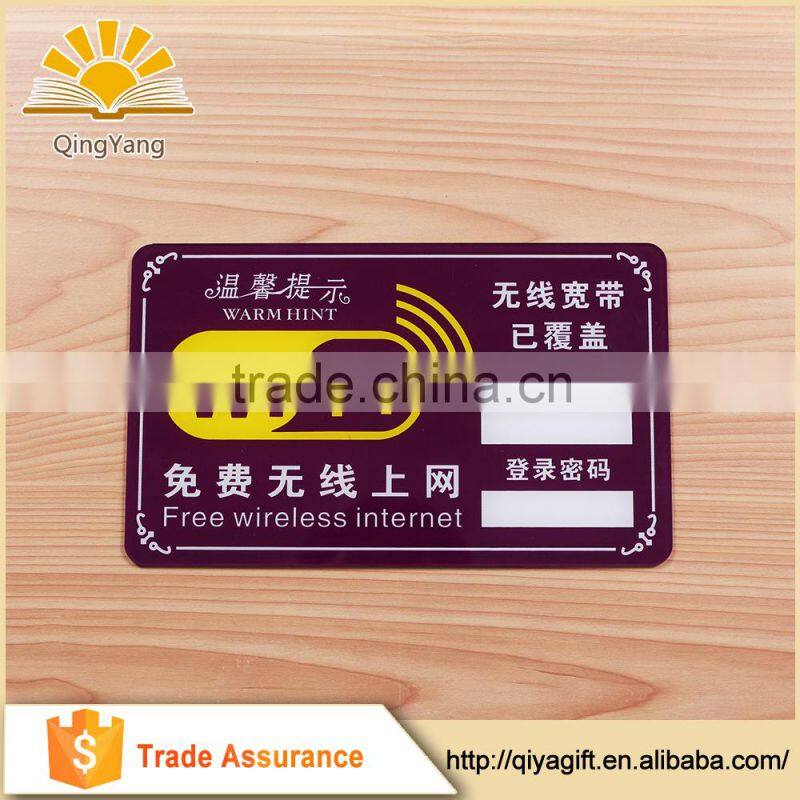 High Quality plastic acrylic warning board for wifi sign