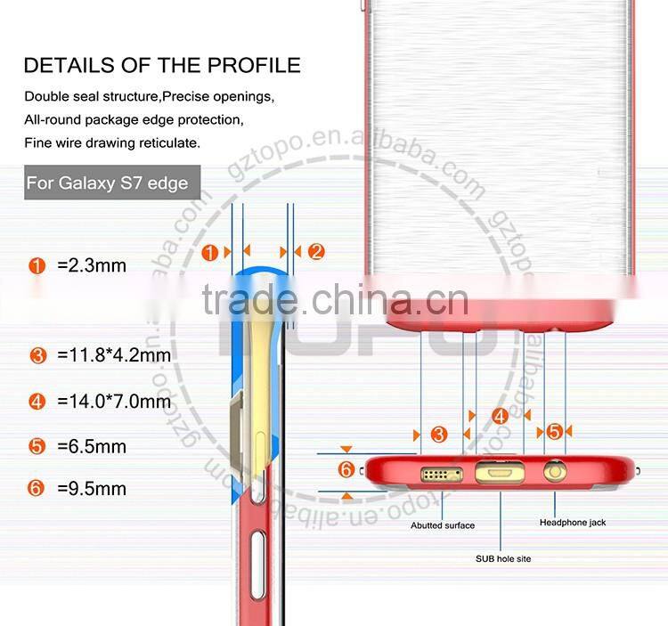Electroplating PC transparent TPU phone cover all-round package edge protective wire drawing case for samsung galaxy s7 s7 edge