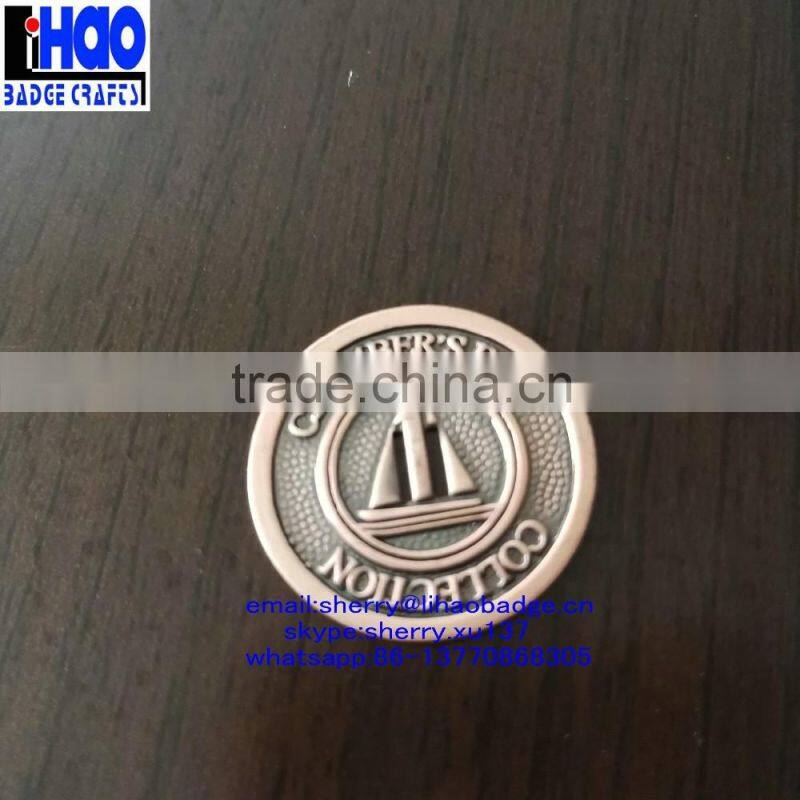 2016 High quality die casting cheap custom coins with hollow out logo