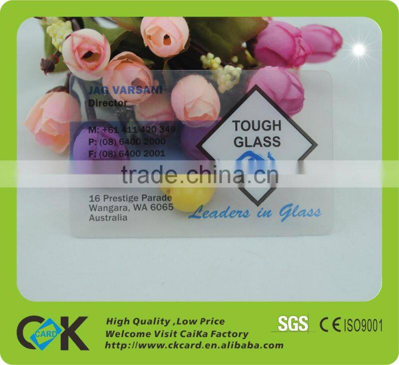 Offset Printing Plastic transparent Business Card Or Visiting Card CR80 size