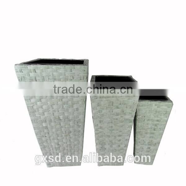 Large RATTAN Tall Planter Square paper rope Garden large outdoor planters