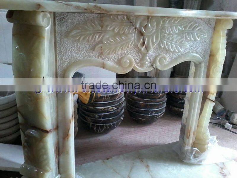 MODERN DESIGN LIGHT GREEN ONYX FIREPLACES