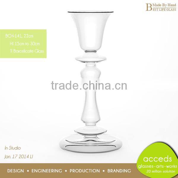 Handmade Heat Resistant Candle Holder Glass