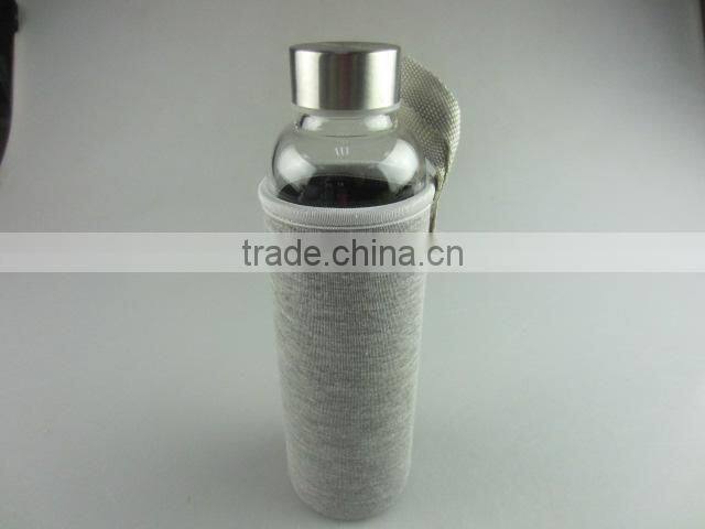 Wholesale glass sport watter bottle with knitted jacket in stock