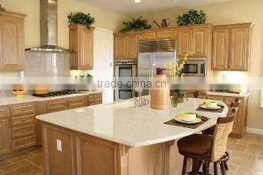 Modern design PMMA solid surface +solid wood built kitchen center bar table